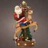 Lumineo kerstfiguur kerstman op rendier met verlichting 19,5 x 12 x 33,5 cm