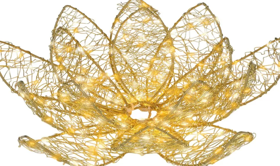 Lumineo kerstfiguur lotus bloem met verlichting D 38 H 13 cm