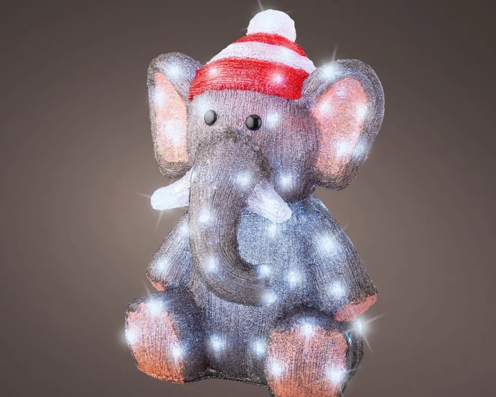 Lumineo kerstfiguur olifant met verlichting 33 x 32,5 x 46 cm