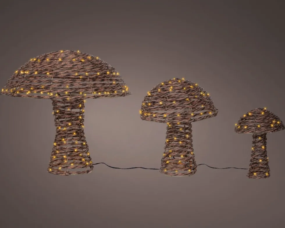 Lumineo kerstfiguur paddenstoelen met verlichting D 50 cm 3 stuks