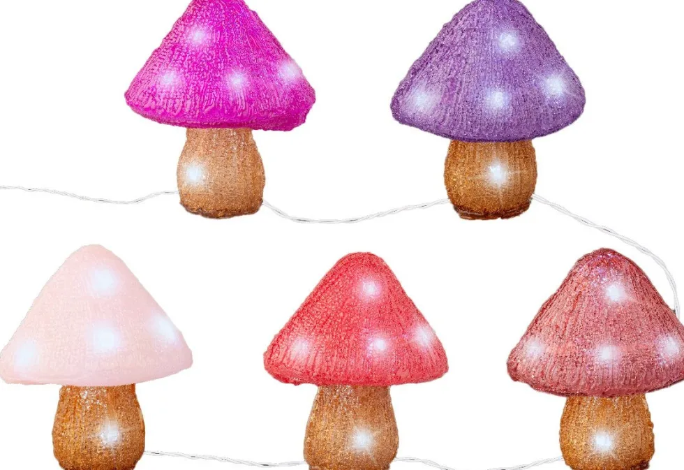 Lumineo kerstfiguur paddestoelen met verlichting 13 x 12,5 x 14,5 cm