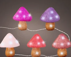 Lumineo kerstfiguur paddestoelen met verlichting 13 x 12,5 x 14,5 cm