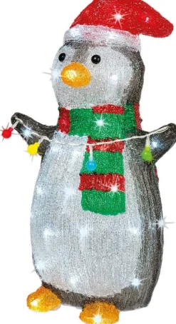 Lumineo kerstfiguur pinguin met verlichting 22 x 28 x 45 cm