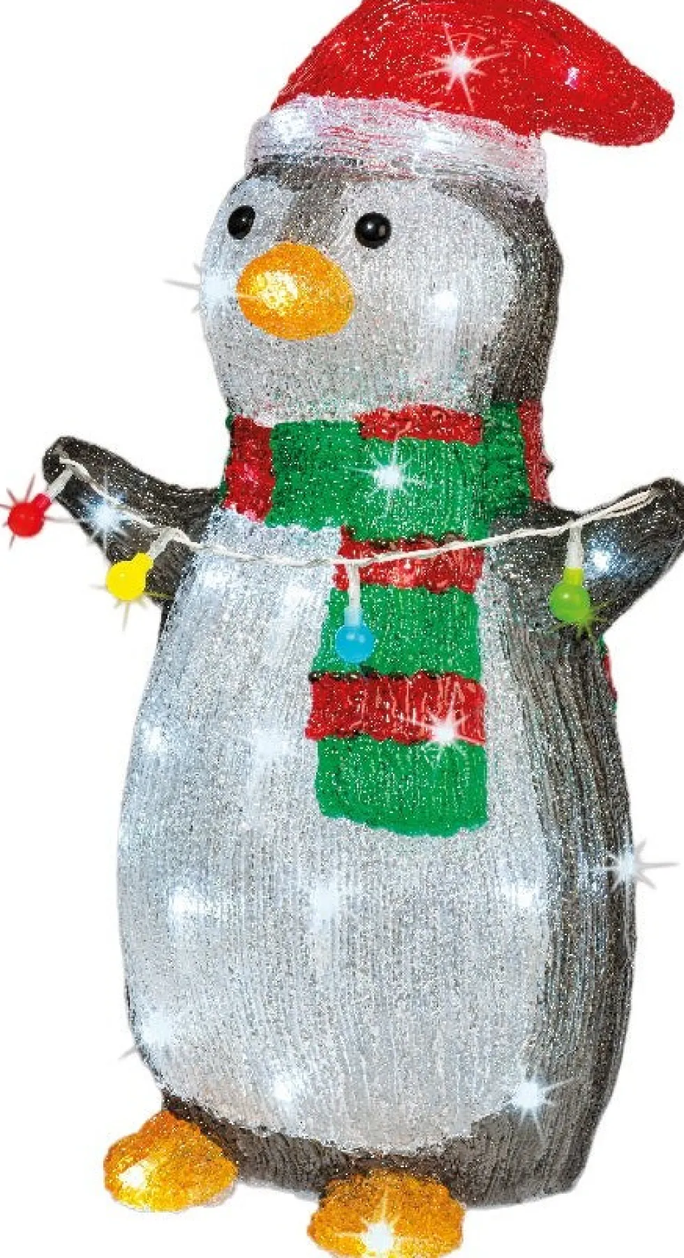 Lumineo kerstfiguur pinguin met verlichting 22 x 28 x 45 cm