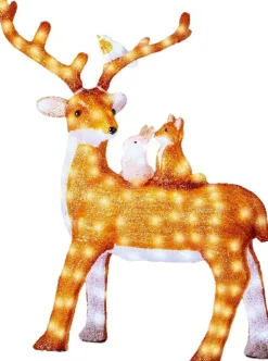 Lumineo kerstfiguur rendier bruin / wit met verlichting 83 x 43 x 95,5 cm