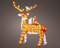 Lumineo kerstfiguur rendier bruin / wit met verlichting 83 x 43 x 95,5 cm