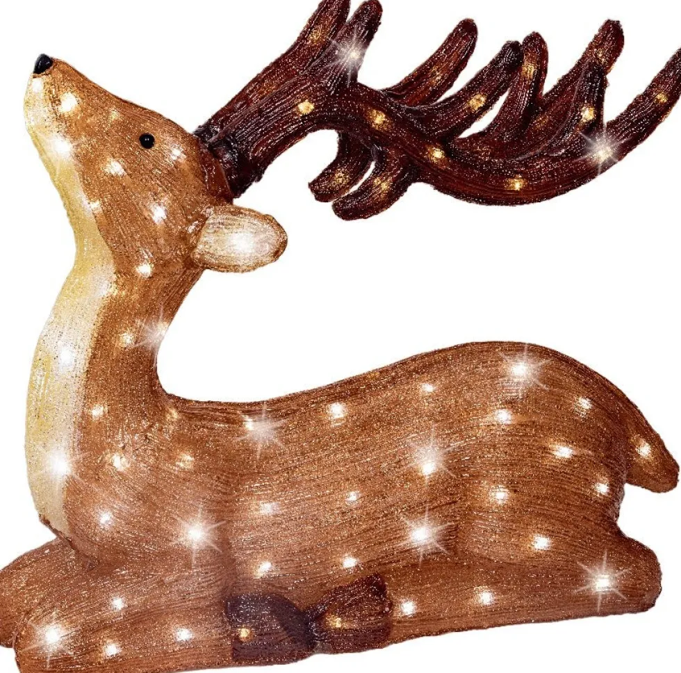 Lumineo kerstfiguur rendier liggend met verlichting 18 x 52 x 56 cm