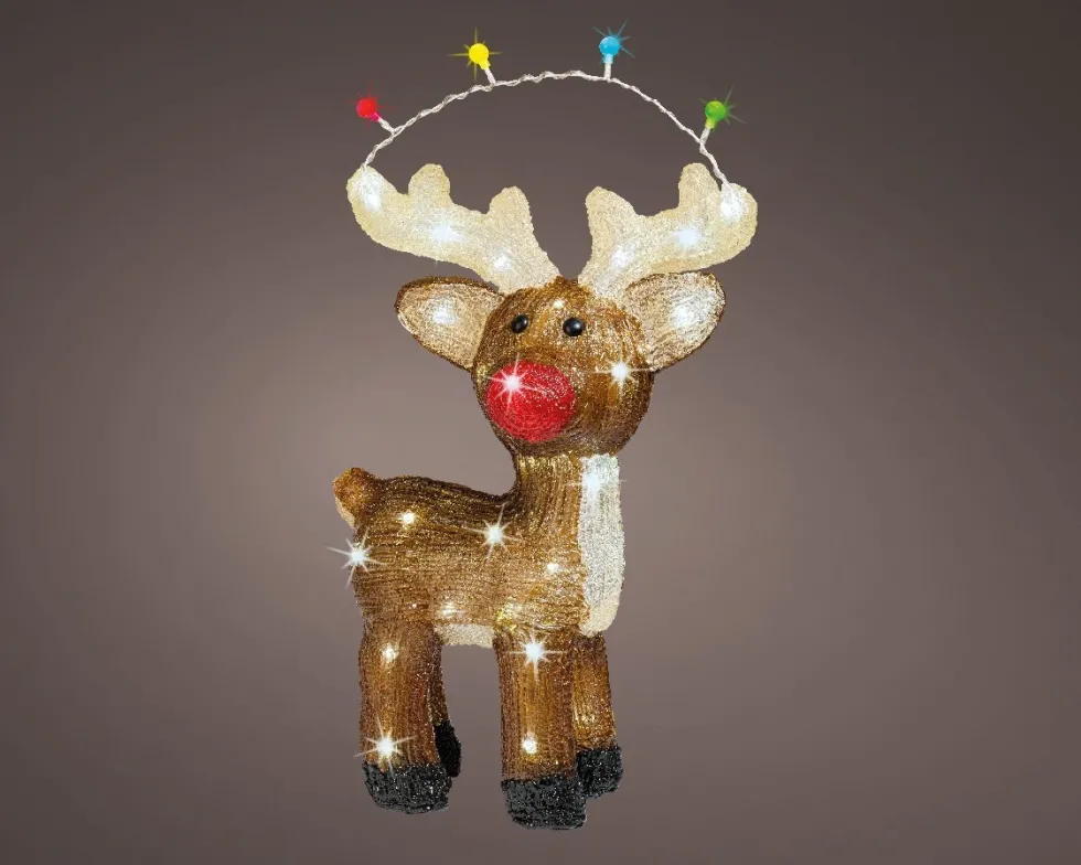 Lumineo kerstfiguur rendier met verlichting 17 x 33 x 47 cm