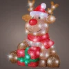 Lumineo kerstfiguur rendier bruin / rood met verlichting 38,5 x 34,5 x 44,5 cm