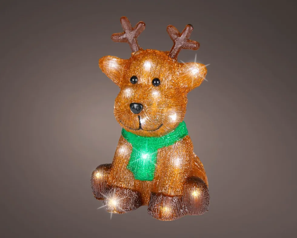 Lumineo kerstfiguur rendier met verlichting 17 x 18 x 25 cm
