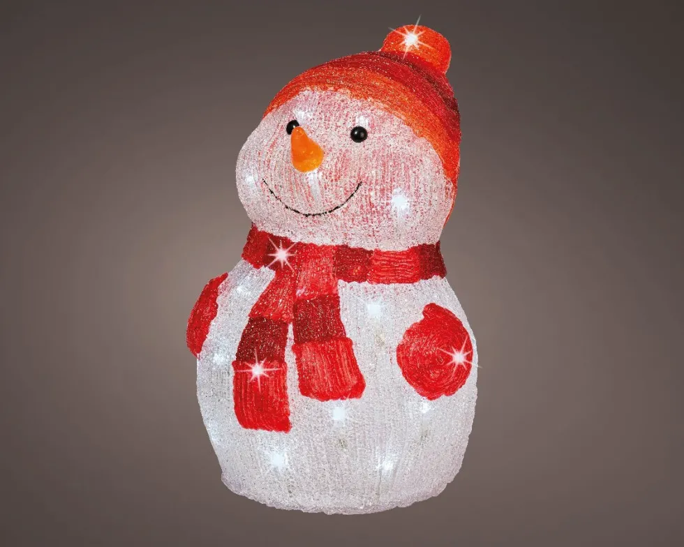 Lumineo kerstfiguur sneeuwpop met verlichting 25 x 25 x 35 cm