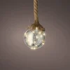 Lumineo kersthanger bal aan touw zilver met verlichting D 14 cm