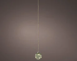 Lumineo kersthanger bal groen met verlichting D 10 cm