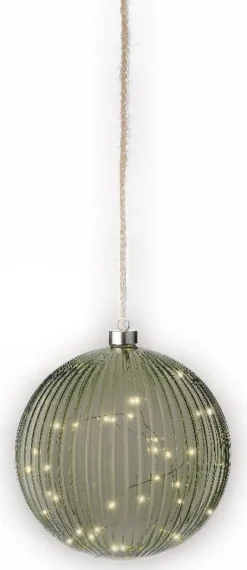 Lumineo kersthanger bal groen met verlichting D 20 cm