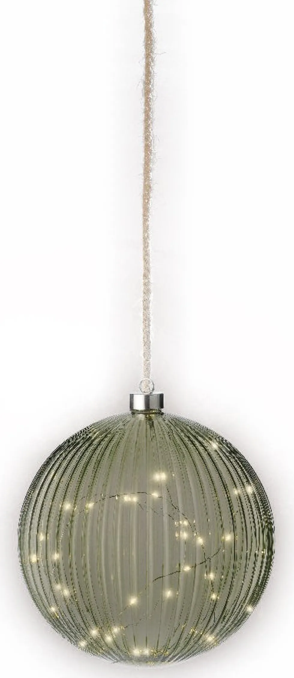 Lumineo kersthanger bal groen met verlichting D 20 cm