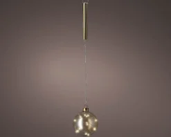 Lumineo kersthanger bal oranje met verlichting D 10 cm