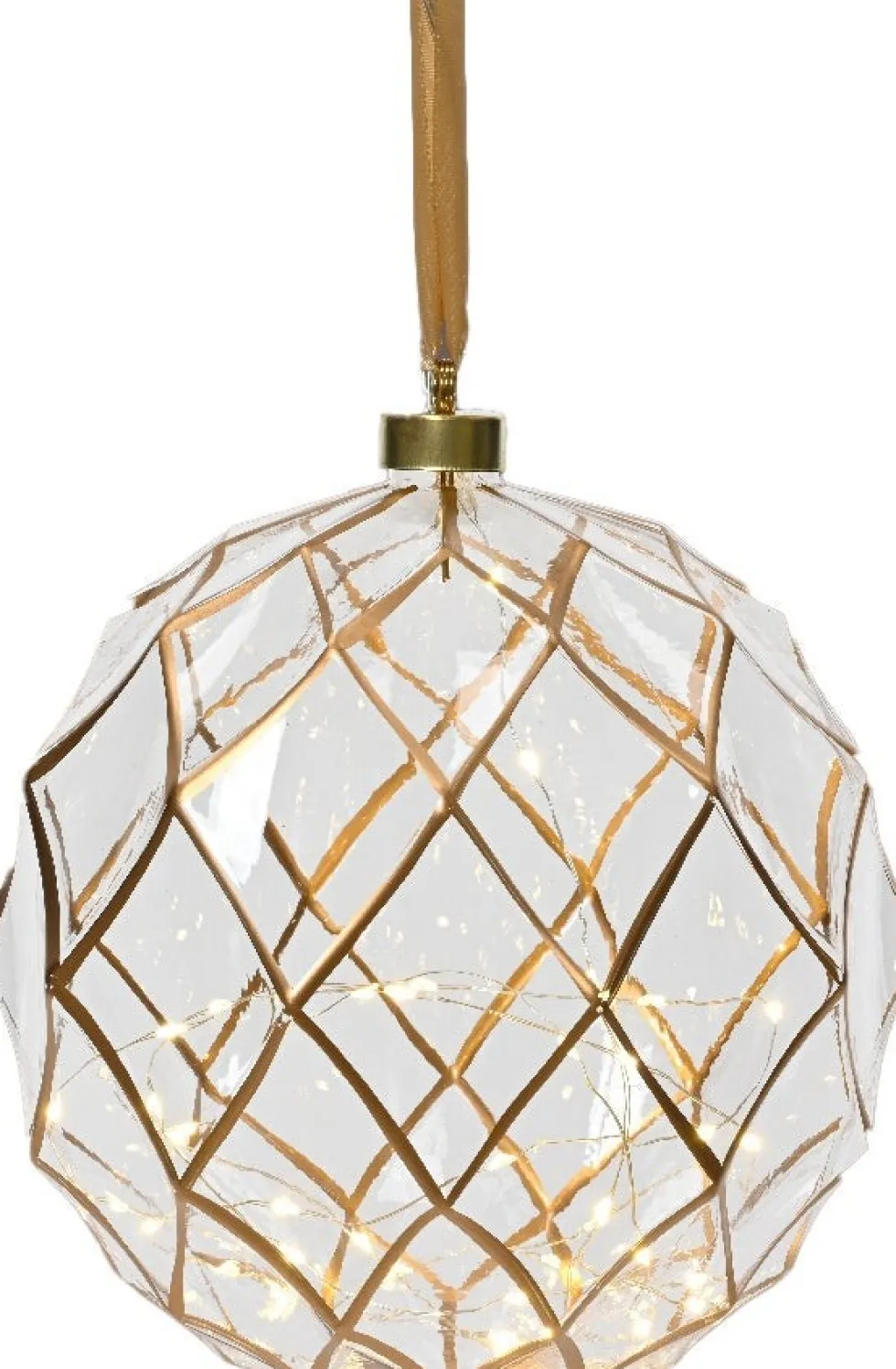 Lumineo kersthanger bal transparant met verlichting D 20 cm