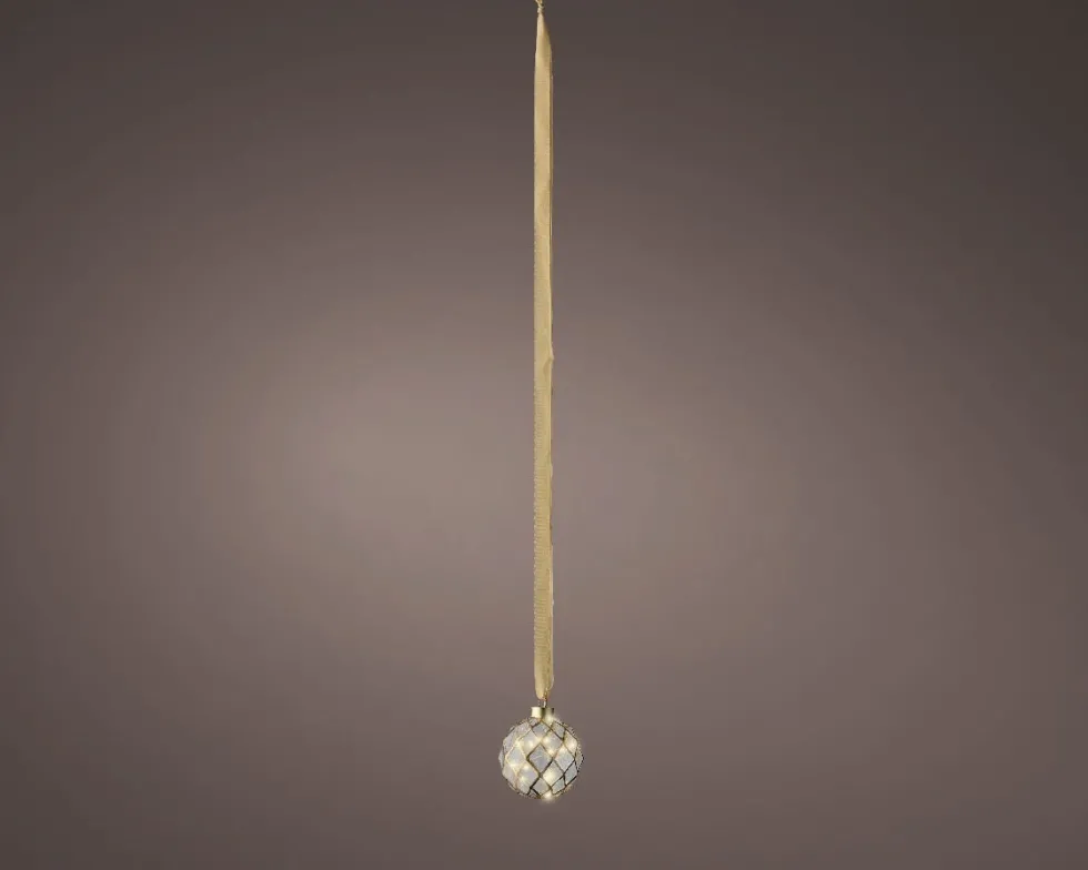Lumineo kersthanger bal transparant met verlichting D 10 cm