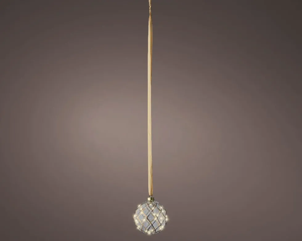 Lumineo kersthanger bal transparant met verlichting D 14 cm