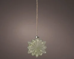 Lumineo kersthanger bloem groen met verlichting 8 x 19 x 19 cm