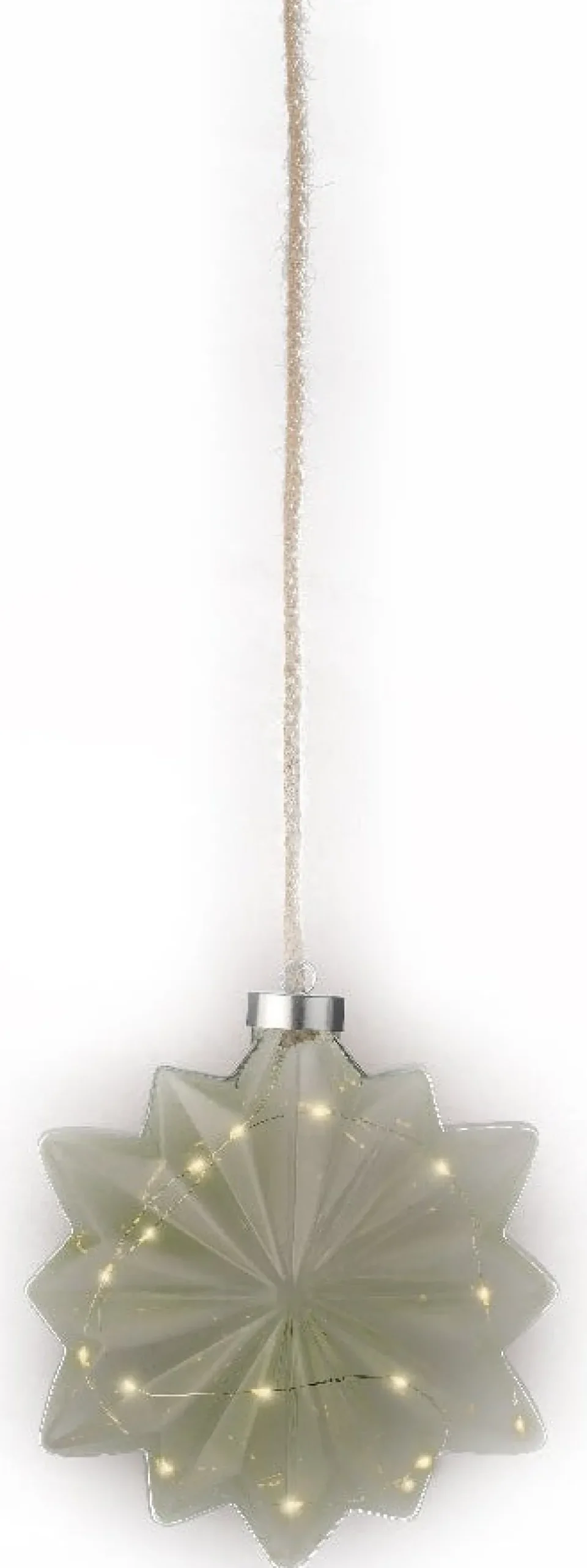 Lumineo kersthanger bloem groen met verlichting 8 x 19 x 19 cm