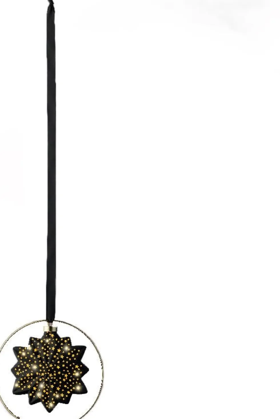 Lumineo kersthanger bloem zwart met verlichting 8 x 26 x 26 cm
