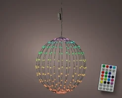 Lumineo kersthanger bol zwart met verlichting D 50 cm