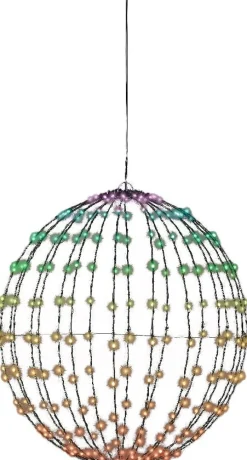 Lumineo kersthanger bol zwart met verlichting D 50 cm