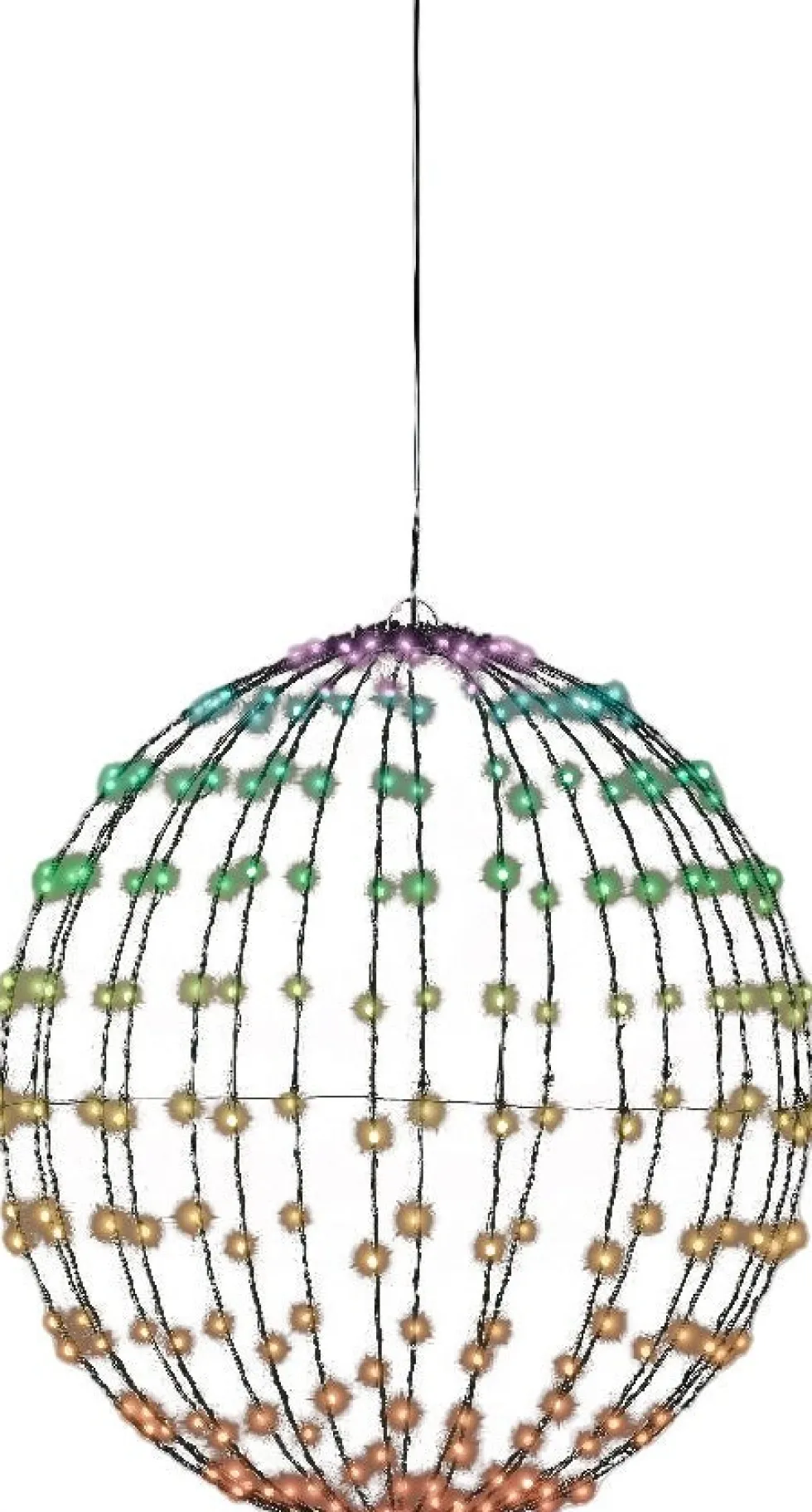 Lumineo kersthanger bol zwart met verlichting D 50 cm