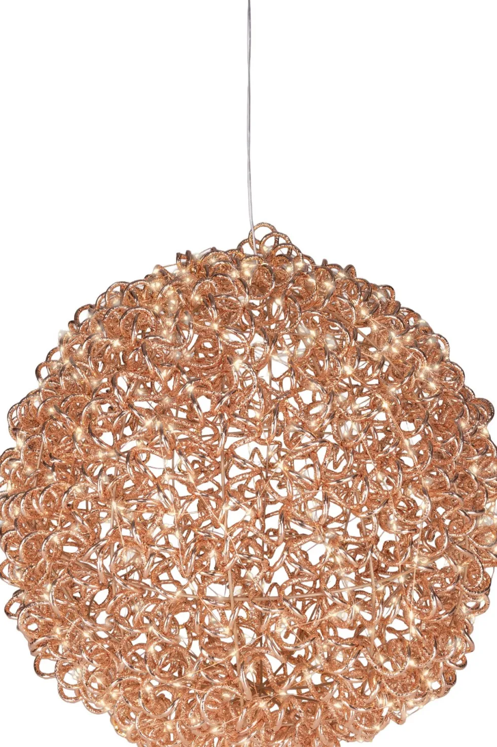 Lumineo kersthanger Curl bol koper met verlichting D 55 cm