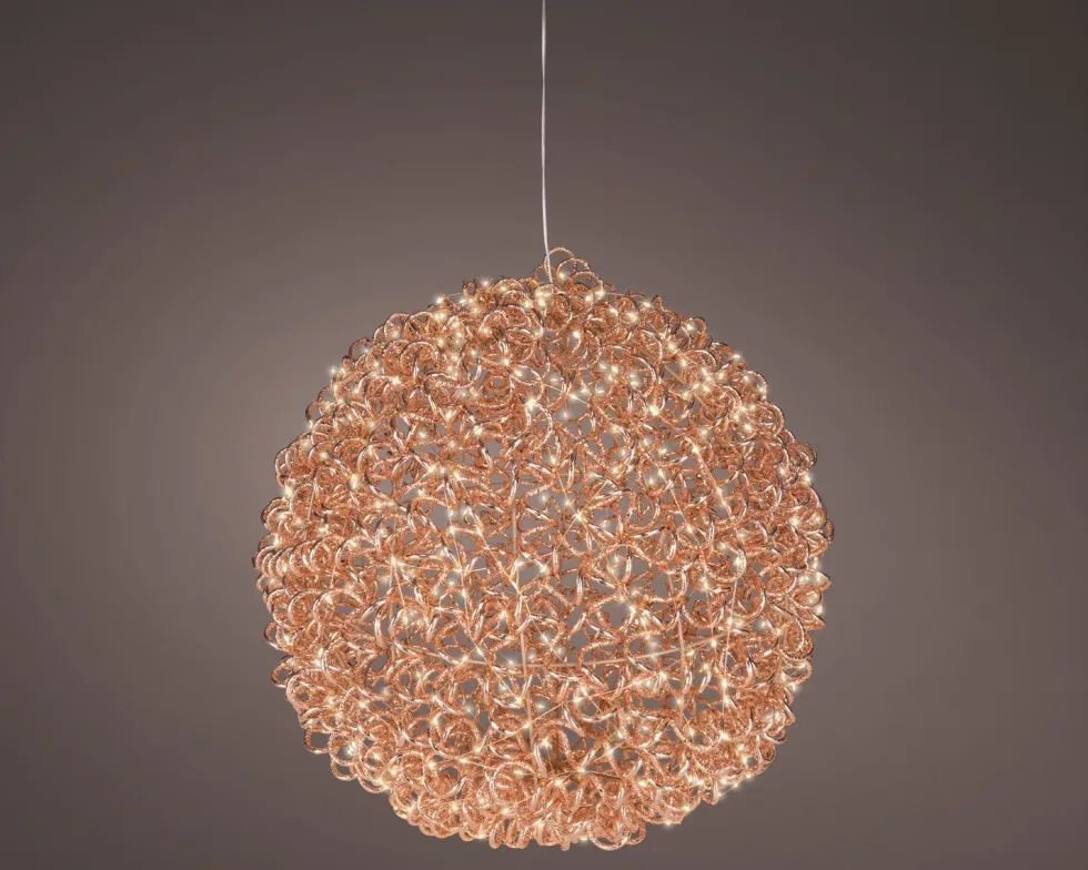 Lumineo kersthanger Curl bol koper met verlichting D 55 cm