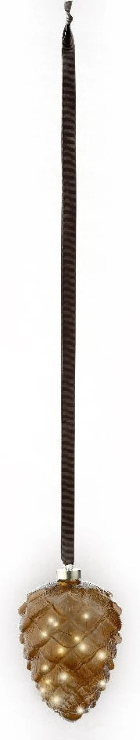 Lumineo kersthanger dennenappel bruin met verlichting D 15 H 21 cm