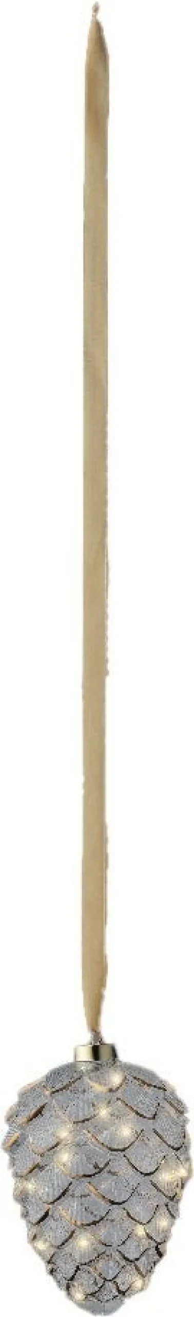 Lumineo kersthanger dennenappel transparant met verlichting D 15 H 21 cm
