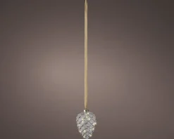 Lumineo kersthanger dennenappel transparant met verlichting D 15 H 21 cm