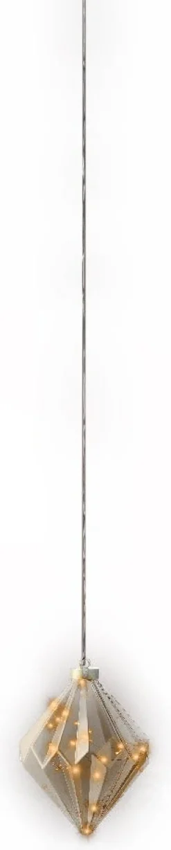Lumineo kersthanger diamant oranje transparant D 16 H 20 cm