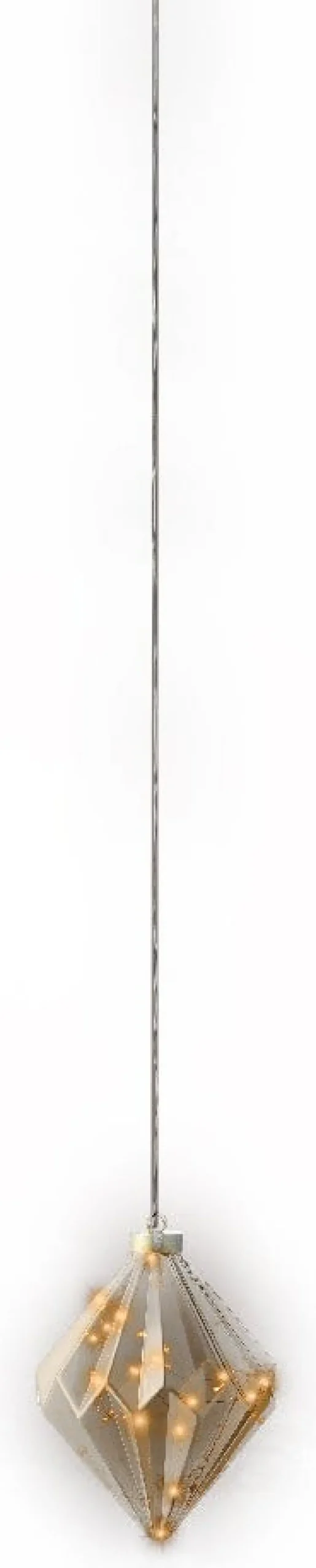 Lumineo kersthanger diamant oranje transparant D 16 H 20 cm