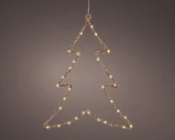 Lumineo kersthanger kerstboom goud met verlichting 34 x 46 x 1 cm