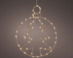 Lumineo kersthanger kerstboom goud met verlichting 38 x 49 x 1 cm