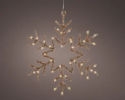 Lumineo kersthanger sneeuwvlok goud met verlichting 38 x 38 x 1 cm