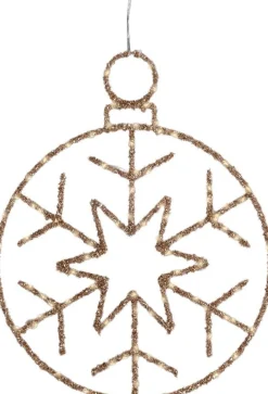 Lumineo kersthanger sneeuwvlok goud met verlichting 38 x 49 x 1 cm