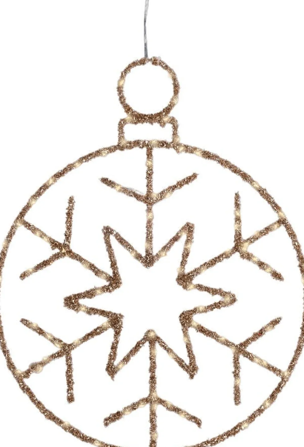 Lumineo kersthanger sneeuwvlok goud met verlichting 38 x 49 x 1 cm