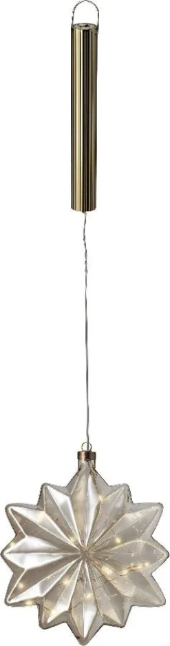 Lumineo kersthanger Sofia bloem bruin met verlichting D 19 H 8 cm