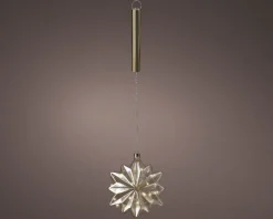 Lumineo kersthanger Sofia bloem bruin met verlichting D 19 H 8 cm