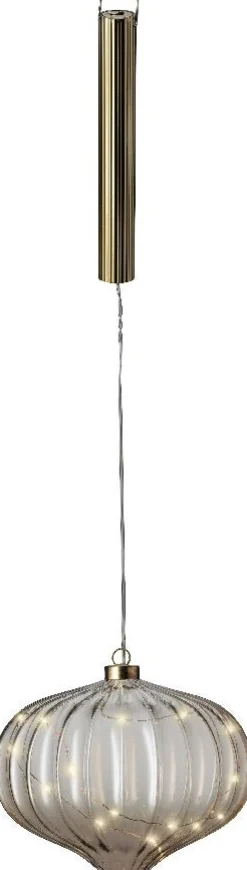 Lumineo kersthanger Sofia ui bruin met verlichting D 20 H 21 cm
