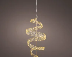 Lumineo kersthanger spiraal goud met verlichting D 28 H 63 cm
