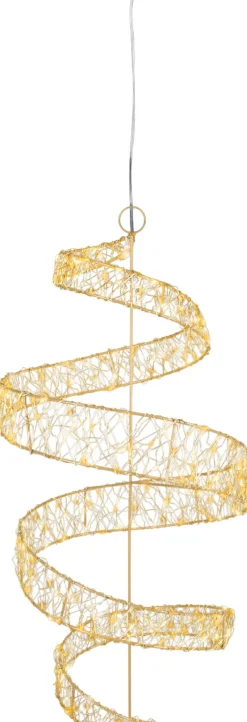 Lumineo kersthanger spiraal goud met verlichting D 28 H 63 cm