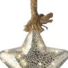 Lumineo kersthanger ster aan touw zilver met verlichting D 20 cm