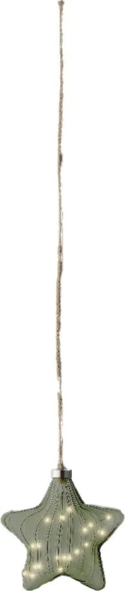 Lumineo kersthanger ster groen met verlichting 6,5 x 20 x 20 cm