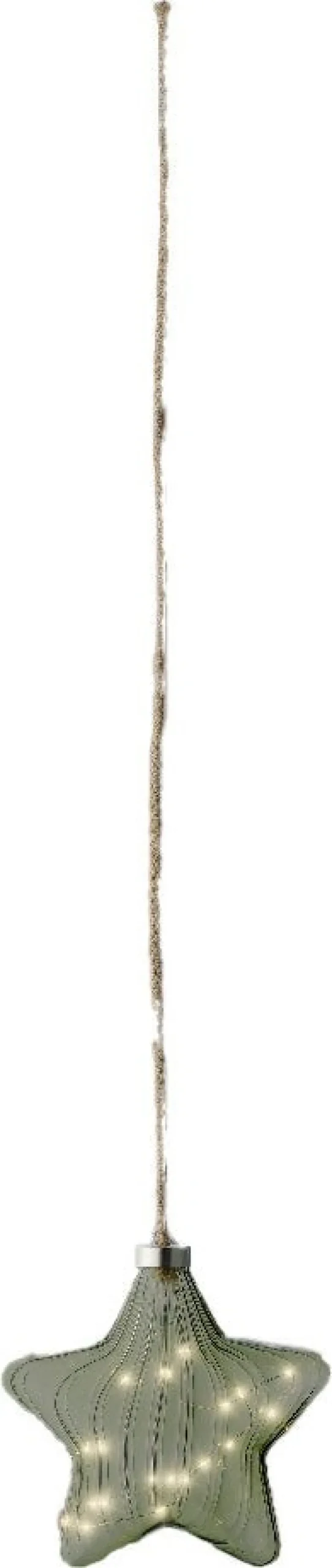 Lumineo kersthanger ster groen met verlichting 6,5 x 20 x 20 cm