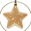 Lumineo kersthanger ster in ring oranje met verlichting 26 x 26 x 6,5 cm